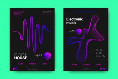 Müzik posterler ekolayzır ve dalga ile daireler bozuk.