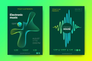 Elektronik müzik Fest poster. Vektör bozuk mermi ve şeritler.