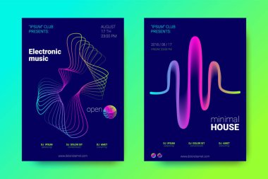 Müzik el ilanları seti dalga çizgileri ve distorsiyon.