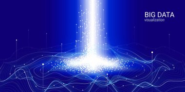 Dalga 3d büyük veri görselleştirme. Analiz Infographic.