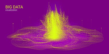 Dalga 3d büyük veri görselleştirme. Analiz Infographic.