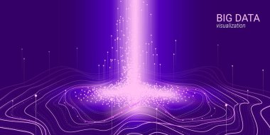 Dalga 3d büyük veri görselleştirme. Analiz Infographic.