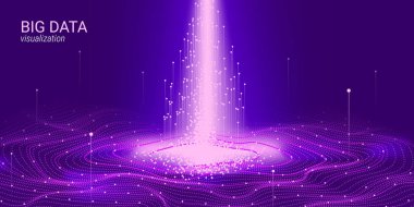 Dalga 3d büyük veri görselleştirme. Analiz Infographic.