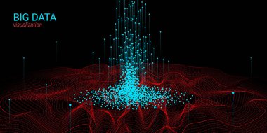 Dalga 3d büyük veri görselleştirme. Analiz Infographic.