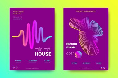 Müzik poster seti dalga çizgileri ve distorsiyon.