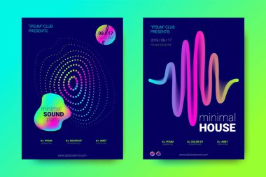 Müzik el ilanları seti dalga çizgileri ve distorsiyon.