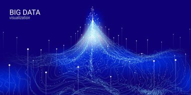 Dalga 3d büyük veri görselleştirme. Analiz Infographic.