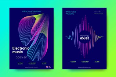 Müzik el ilanları seti dalga çizgileri ve distorsiyon.