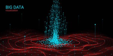 Dalga 3d büyük veri görselleştirme. Analiz Infographic.