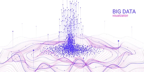 Dalga 3d büyük veri görselleştirme. Analiz Infographic. — Stok Vektör