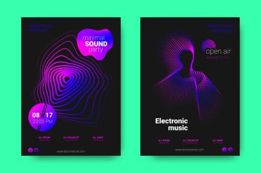 Müzik posterler ekolayzır ve dalga ile daireler bozuk.