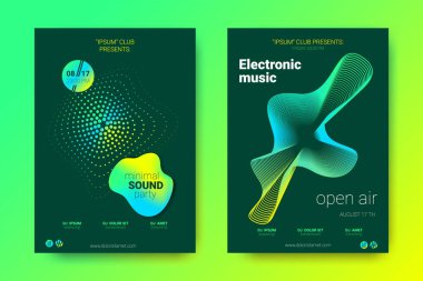 Elektronik müzik Fest poster. Vektör bozuk mermi ve şeritler.