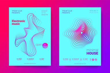 Equalizer'ı ve dalga renkli bozuk mermi ile müzik el ilanları.