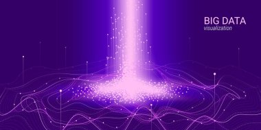 Dalga 3d büyük veri görselleştirme. Analiz Infographic.