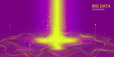 Dalga 3d büyük veri görselleştirme. Analiz Infographic.