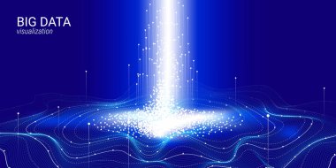 Dalga 3d büyük veri görselleştirme. Analiz Infographic.