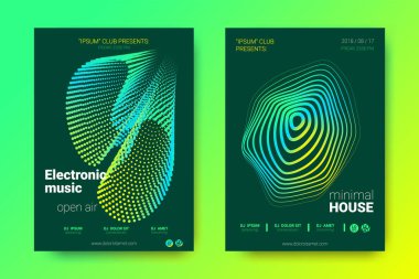 Elektronik müzik Fest poster. Vektör bozuk mermi ve şeritler.