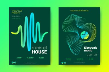 Elektronik müzik Fest poster. Vektör bozuk mermi ve şeritler.