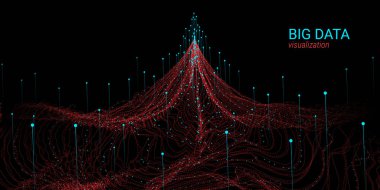 Dalga 3d büyük veri görselleştirme. Analiz Infographic.
