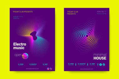 Müzik posterler dalga çizgileri ve distorsiyon.