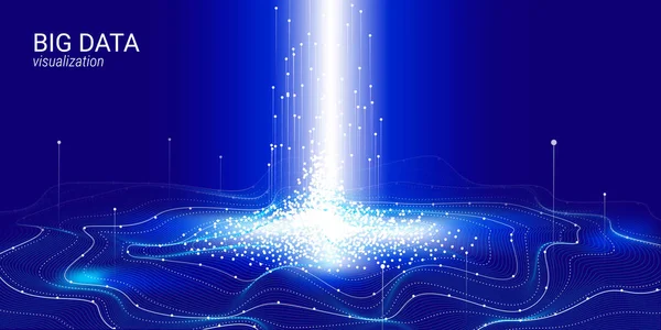 Virtuele Digitale Abstractie Grote Binaire Gegevens Wave Visualisatie Gloed Kosmische — Stockvector