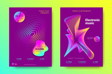 Müzik poster seti dalga çizgileri ve distorsiyon.