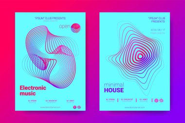 Equalizer'ı ve dalga renkli bozuk mermi ile müzik el ilanları.