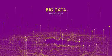 Dalga 3d büyük veri görselleştirme. Analiz Infographic.