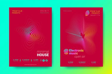 Renkli müzik afişlerin dalgalar ve çarpık mermi ile.