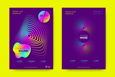 Müzik posterler dalga çizgileri ve distorsiyon.