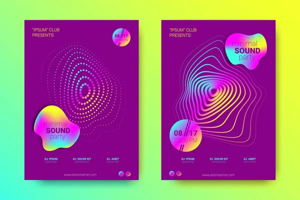Müzik poster seti dalga çizgileri ve distorsiyon.