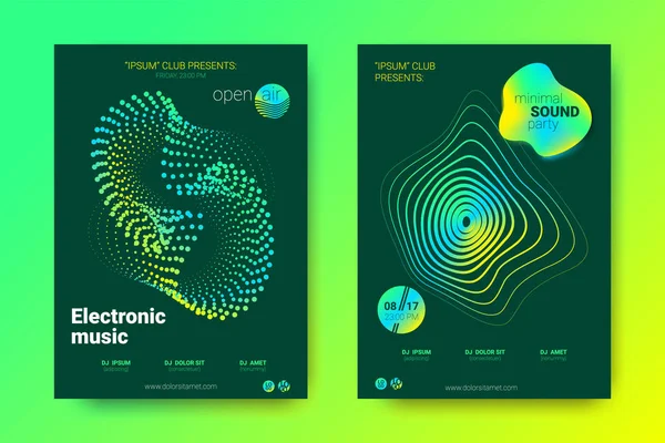 Plakat Fest muzyki elektronicznej. Wektor zniekształcony rund i paski. — Wektor stockowy