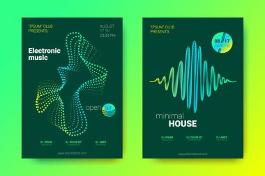 Elektronik müzik Fest poster. Vektör bozuk mermi ve şeritler.