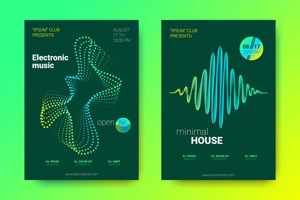 Póster del Electronic Music Fest. Vector distorsionado rondas y rayas . — Vector de stock