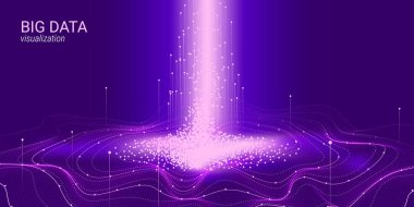 Dalga 3d büyük veri görselleştirme. Analiz Infographic.