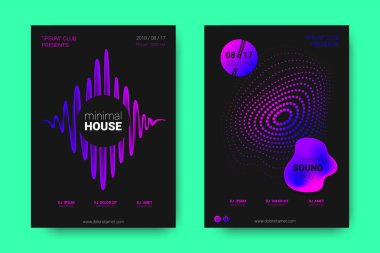 Müzik posterler ekolayzır ve dalga ile daireler bozuk.