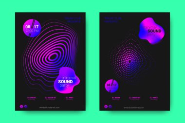 Müzik posterler ekolayzır ve dalga ile daireler bozuk.