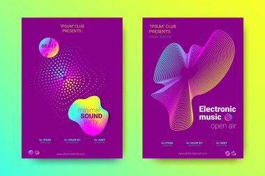 Müzik poster seti dalga çizgileri ve distorsiyon.