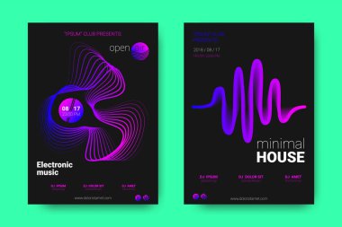 Müzik posterler ekolayzır ve dalga ile daireler bozuk.