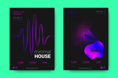 Müzik posterler ekolayzır ve dalga ile daireler bozuk.