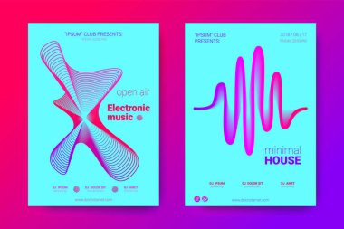 Equalizer'ı ve dalga renkli bozuk mermi ile müzik el ilanları.