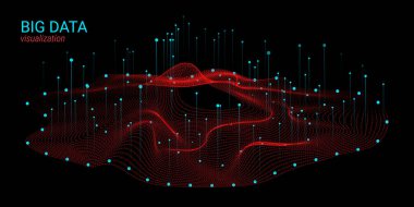 Dalga 3d büyük veri görselleştirme. Analiz Infographic.