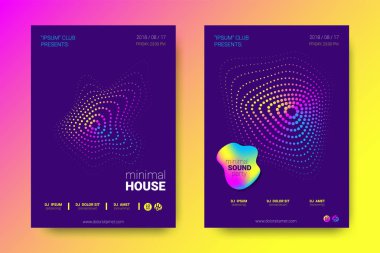 Müzik posterler ekolayzer ve dalga renkli çarpık çizgili.