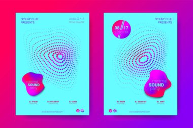 Equalizer'ı ve dalga renkli bozuk mermi ile müzik el ilanları.