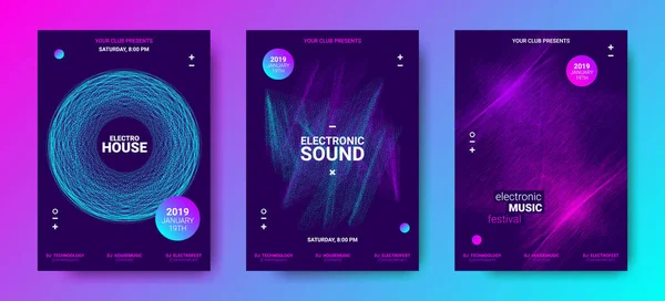 Ηλεκτρονική μουσική αφίσες με ήχο πλάτους. — Διανυσματικό Αρχείο