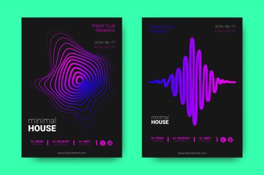 Müzik posterler ekolayzır ve dalga ile daireler bozuk.