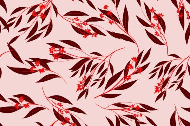 Parlak çiçek Seamless modeli. Vektör Okaliptüs yaprakları ve güzel öğeleri. Renkli botanik yaz arka plan. Düğün tasarım, baskı, tekstil, kumaş, kağıt çiçek Seamless modeli