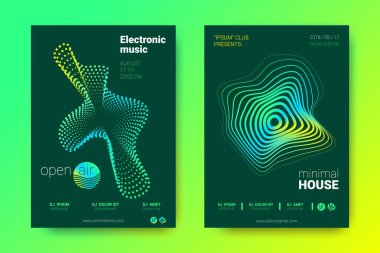 Elektronik müzik Fest poster. Vektör bozuk mermi ve şeritler.