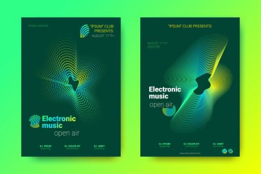 Elektronik müzik Fest poster. Vektör bozuk mermi ve şeritler.