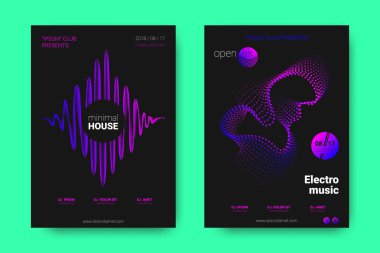 Müzik posterler ekolayzır ve dalga ile daireler bozuk.